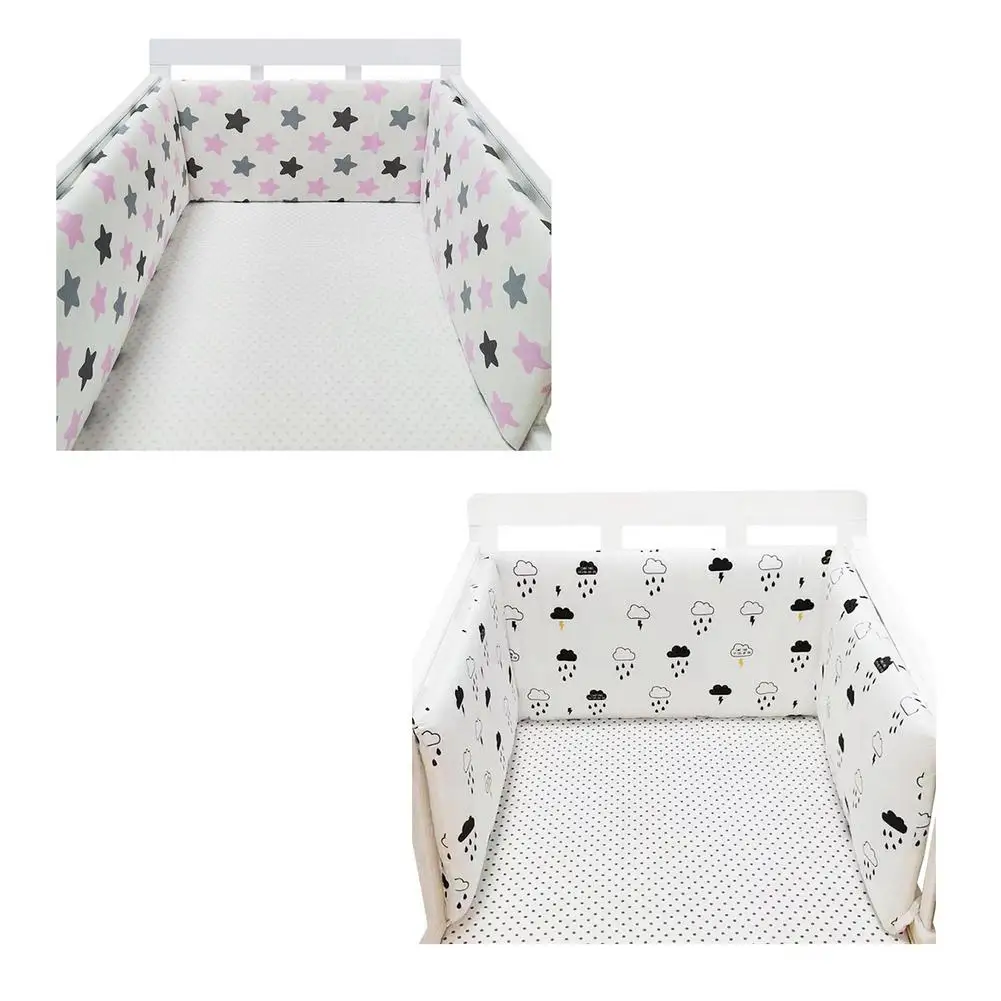 

200cmx30cm Nordic Stars Design Baby Bed Thicken Bumpers One-piece Crib Around Cushion Cot Protector Pillows Newborn Bedding Deco