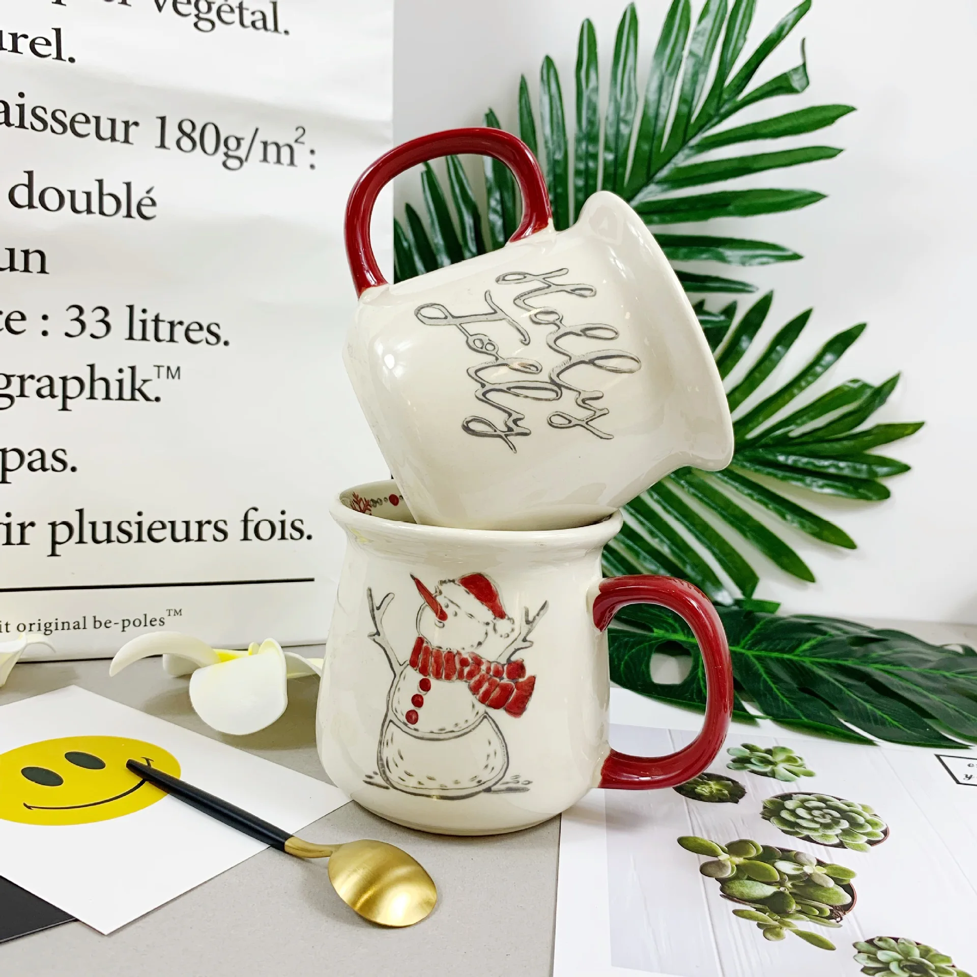 Чашки со снеговиком креативные рождественские подарки кофейные молочные чашки