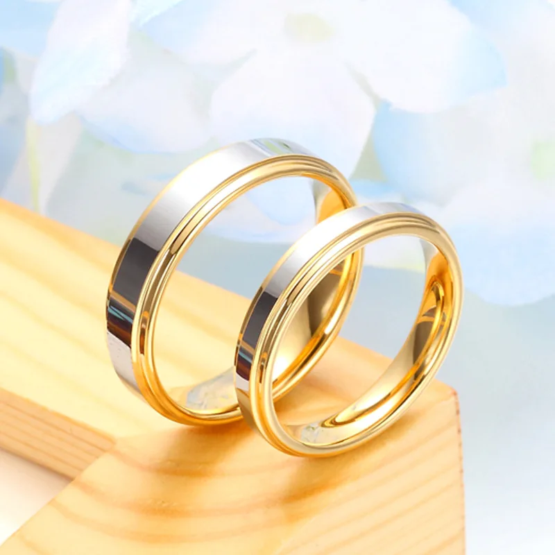 

Stainless Steel Couple Ring Gold Simple 4MM Ladies Men Couple Wedding Jewelry Engagement Gifts Can Be Customized Lettering