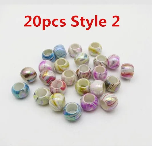 20pcs Style 2 20шт-50 шт вязанные крючком косички акриловые круглые волосы косички страшный дредлок Бусы Кольца трубка для детей девочек женские аксессуары - Цвет: 20pcs Style 2