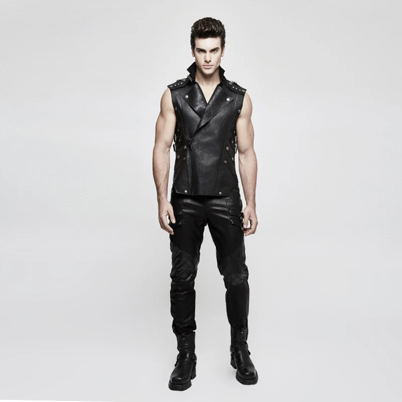 Жилет мужской Байкерский в стиле панк-рока куртка из искусственной кожи милитари