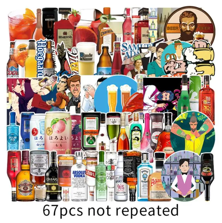 103067pcs cartoon wine bottle sticker school student diary hand ledger stationery mobile phone guitar decoration kawaii toys free global shipping