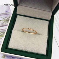ainuoshi 18k gold twist shape three stone 0 011ct round real natural diamond engagement ring the gift of love half eternity band