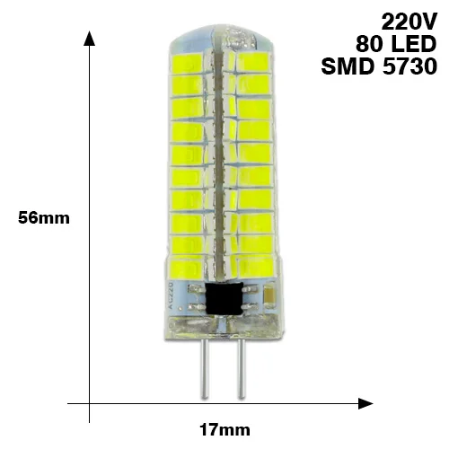 G4 220V 5730 80L 6 шт G4 светодиодный лампы SMD 2835 3014 AC/DC 12V AC 220 В 1 Вт 3 Вт Светодиодная лампа-кукуруза позолоченная люстра лампа светодиодный светильник на замену галогеновым лампам, Bombillas - Испускаемый цвет: G4 220V 5730 80L