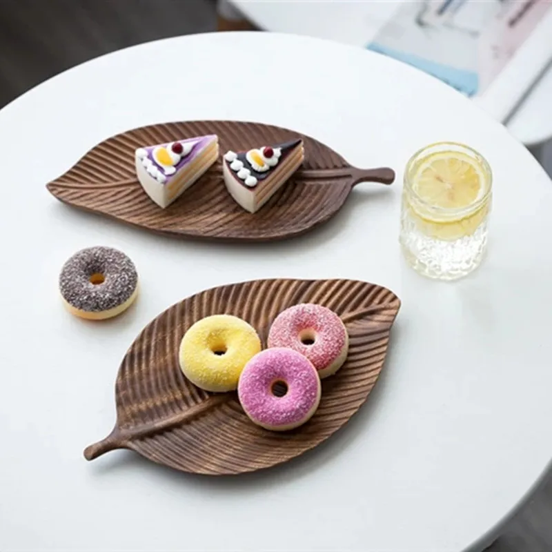 Новый деревянный поднос с рисунком листьев для фруктов искусственный чая