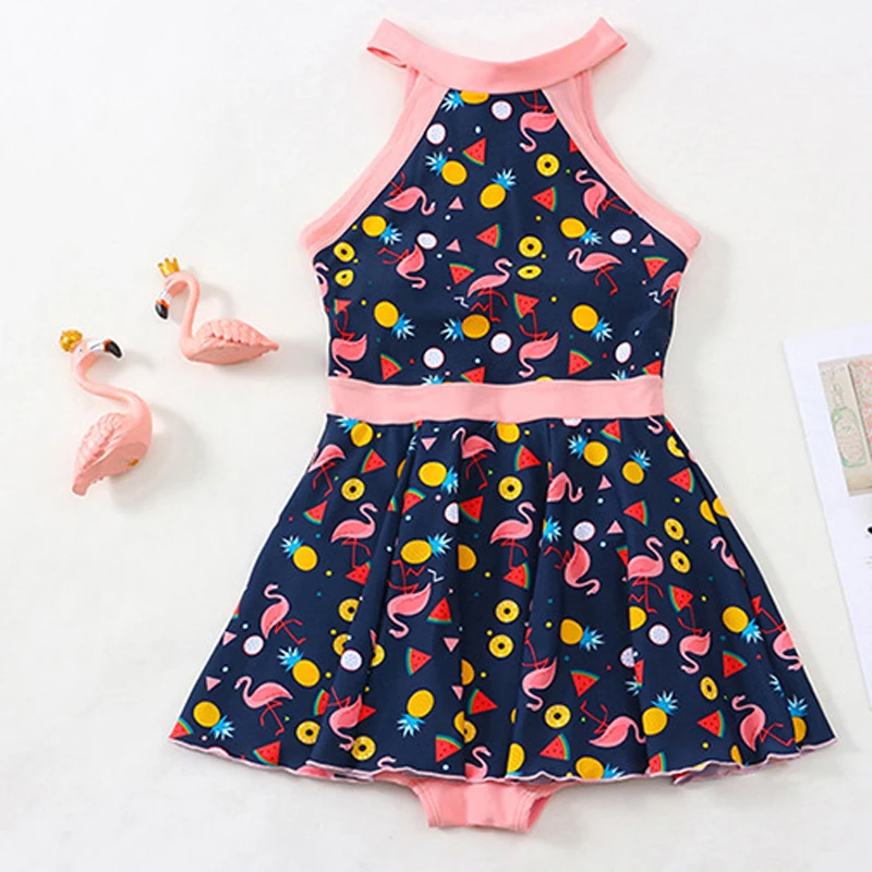 One Piece Conservative Swimsuit Skirt Korea Style Ruffle Swimwear Girls Big Kids Bathing Suit Summer Beach Dress Boxer Bottom | Спорт и