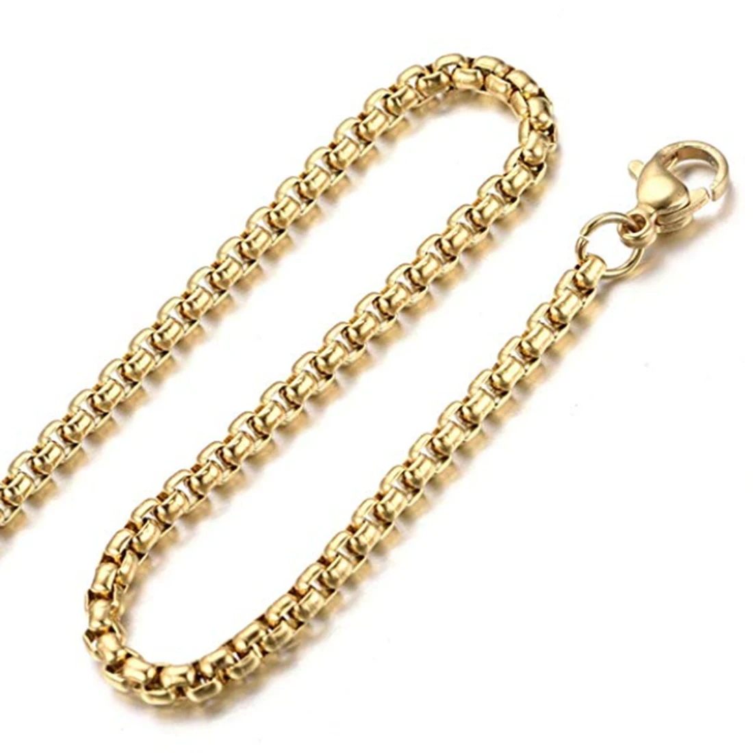 2/3/4/5/7 мм квадратный Rolo Нержавеющая сталь золотистая цепочка Цепочки и ожерелья