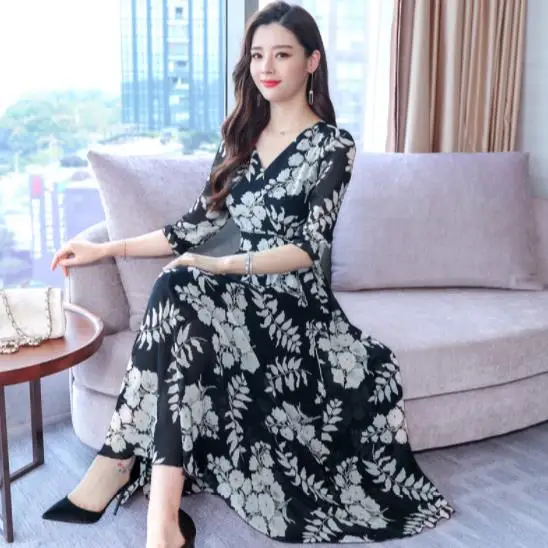 Высокое качество плюс размер весна 2020 новая мода сборная Талия 3/4 рукав женское