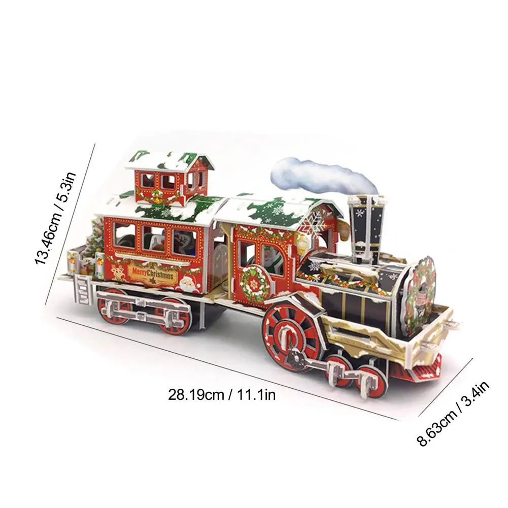 

3D Train Puzzle Game Diy Paper Assembled Train Model Jigsaw Toys Durable Lightweight Christmas Toy Gifts Dropshipping