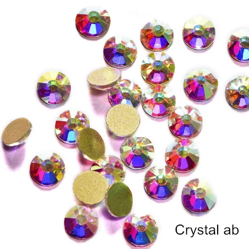 Crystal AB 2028 AAA высокое качество кристалл AB не горячей фиксации стразы с Золотым дном Flatback стразы для дизайна ногтей DIY B3380 - Цвет: Crystal AB