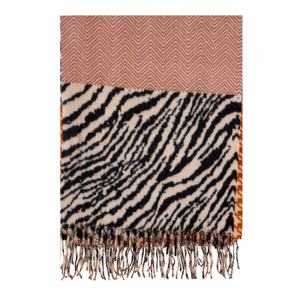 FOXMOTHER зимний Mujer глушитель волна зигзаг Зебра твидовый пэчворк кашемировый шарф