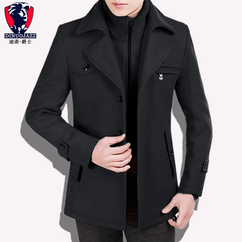 black traverse zip Флисовая Куртка, мужское шерстяное пальто с карманами, зимнее кашемировое стоячий воротник, серый, черный, с отворотом, большой размер 4XL 5XL, мужское зимнее пальто - Цвет: black traverse zip