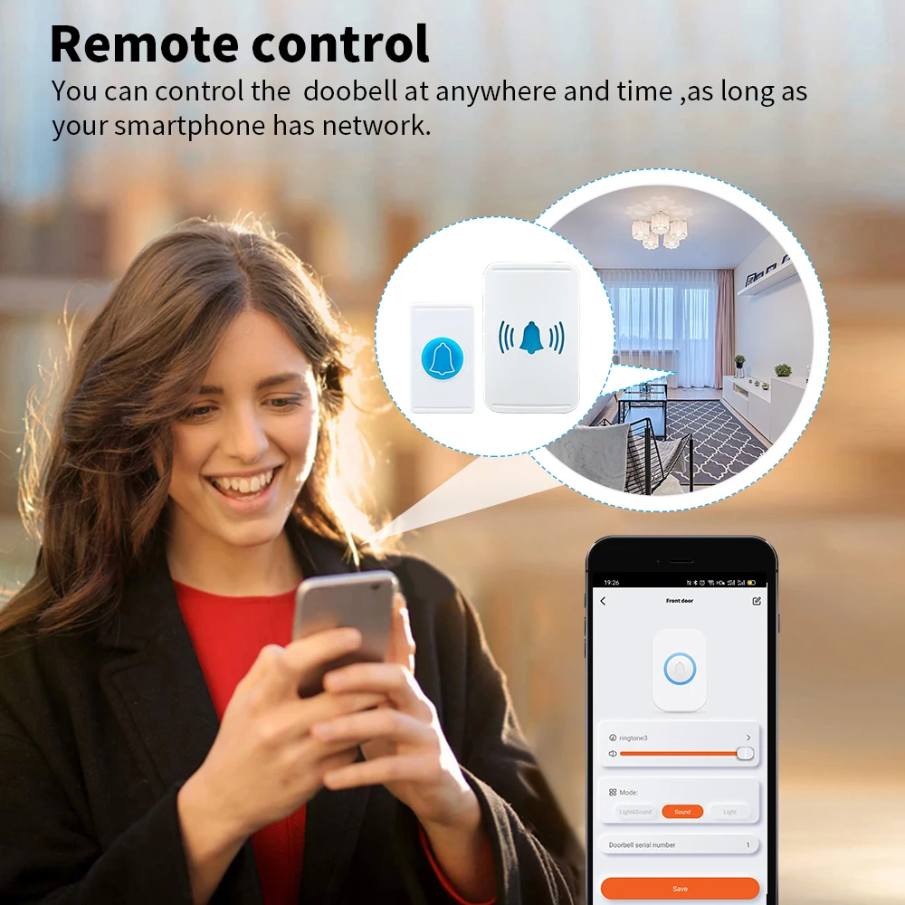 Беспроводной дверной звонок Tuya с Wi-Fi умная жизнь приложение для мониторинга
