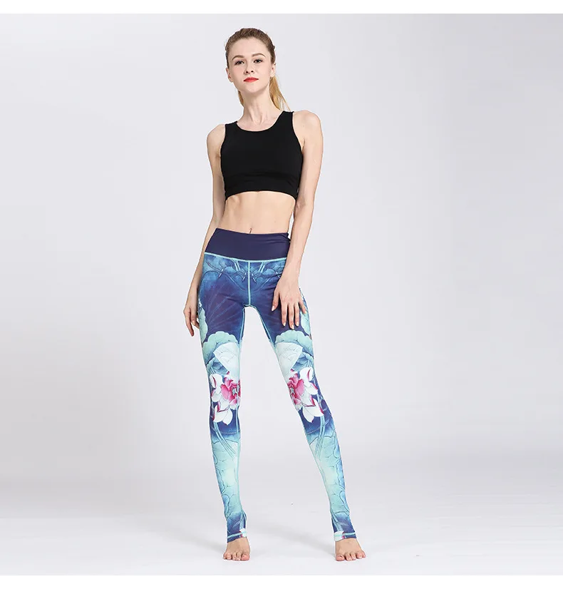 

Casual Women Leggings Slim Ladies Elastic Quick Dry Ink Painting Printing Fitness Sports Jogging Yoga Pants 2021