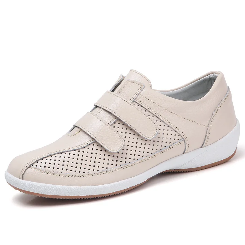 

Genuine leather flats women shoes hook & loop vintage concise sneakers shoe woman flat platform female shoes plus size