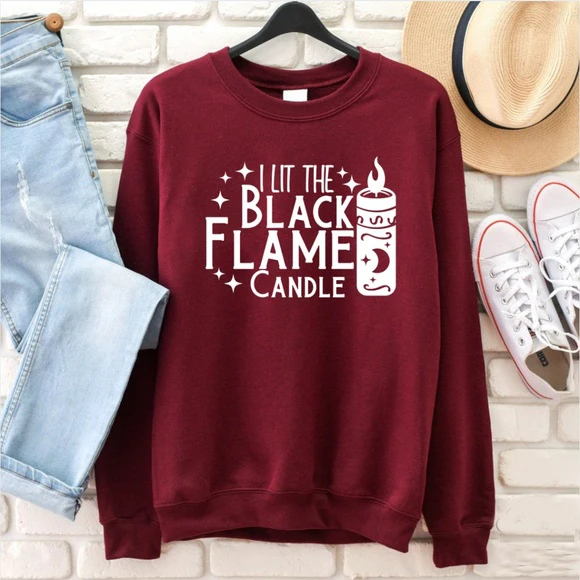 Женский свитер с графическим рисунком I lit the black flame в виде свечи пуловер джемпер