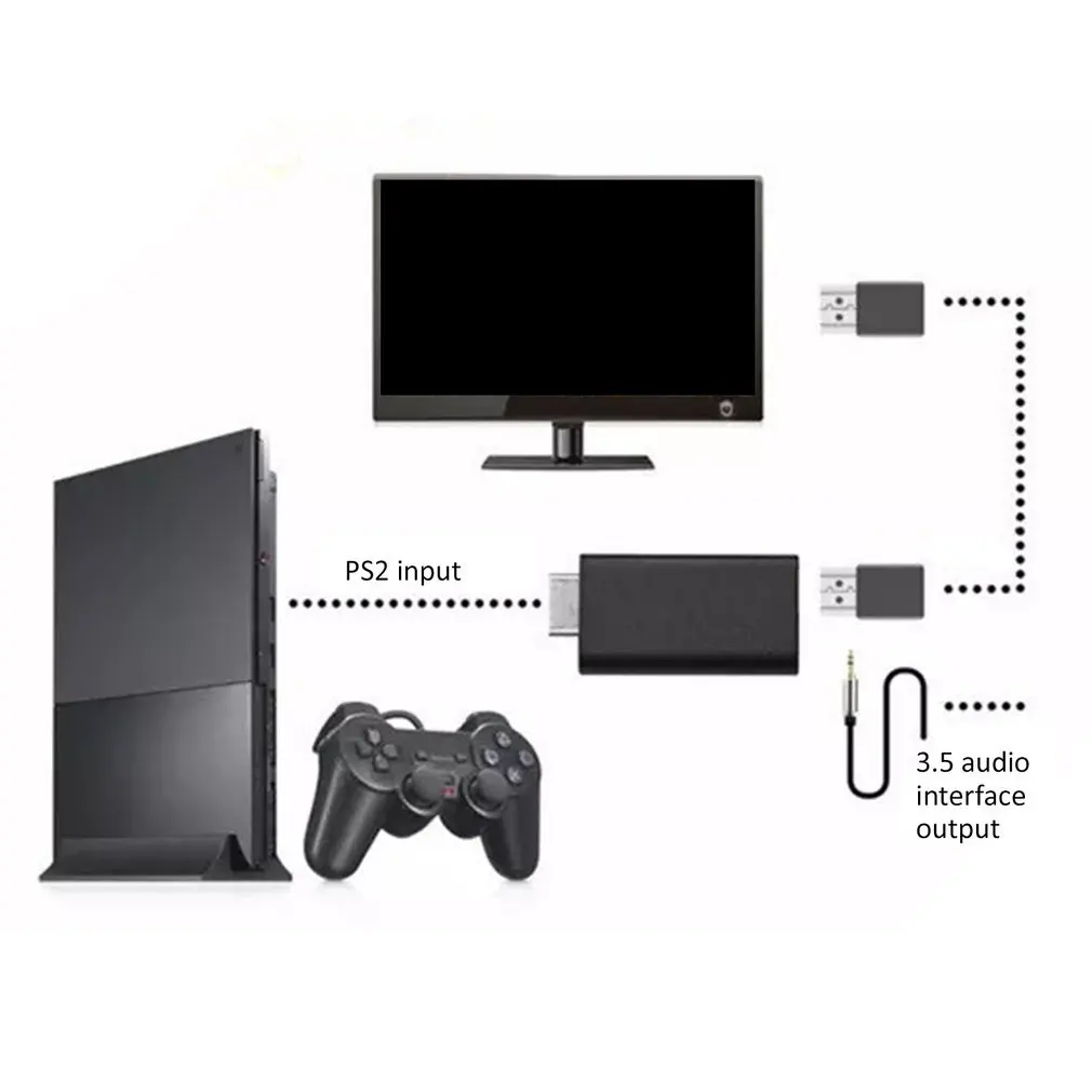 Портативный Аудио Видео конвертер для PS2 в HDMI адаптер AV совместимый кабель PlayStation