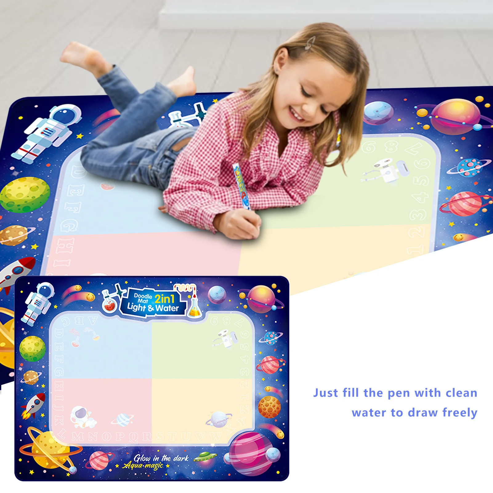 

78cm Water Doodle Mat Luminous Light Magic Water Drawing Mat Coloring Doodle Carpet Painting Board Educational Toys For Children