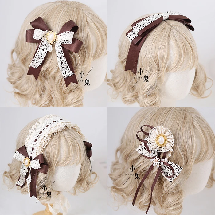 

Japanese Girl Lace Bow Hair Band Headdress Lolita KC Headband Hairpin Cosplay Tiramisu Doll Master Coffee Sweet Little Things