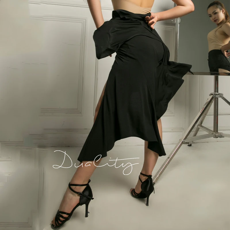 

New Latin Dance Skirt Women Sexy Black Skirts Ladies Robe Danse Femme Samba Salsa Practice Performance Dancing Clothes DQS5074