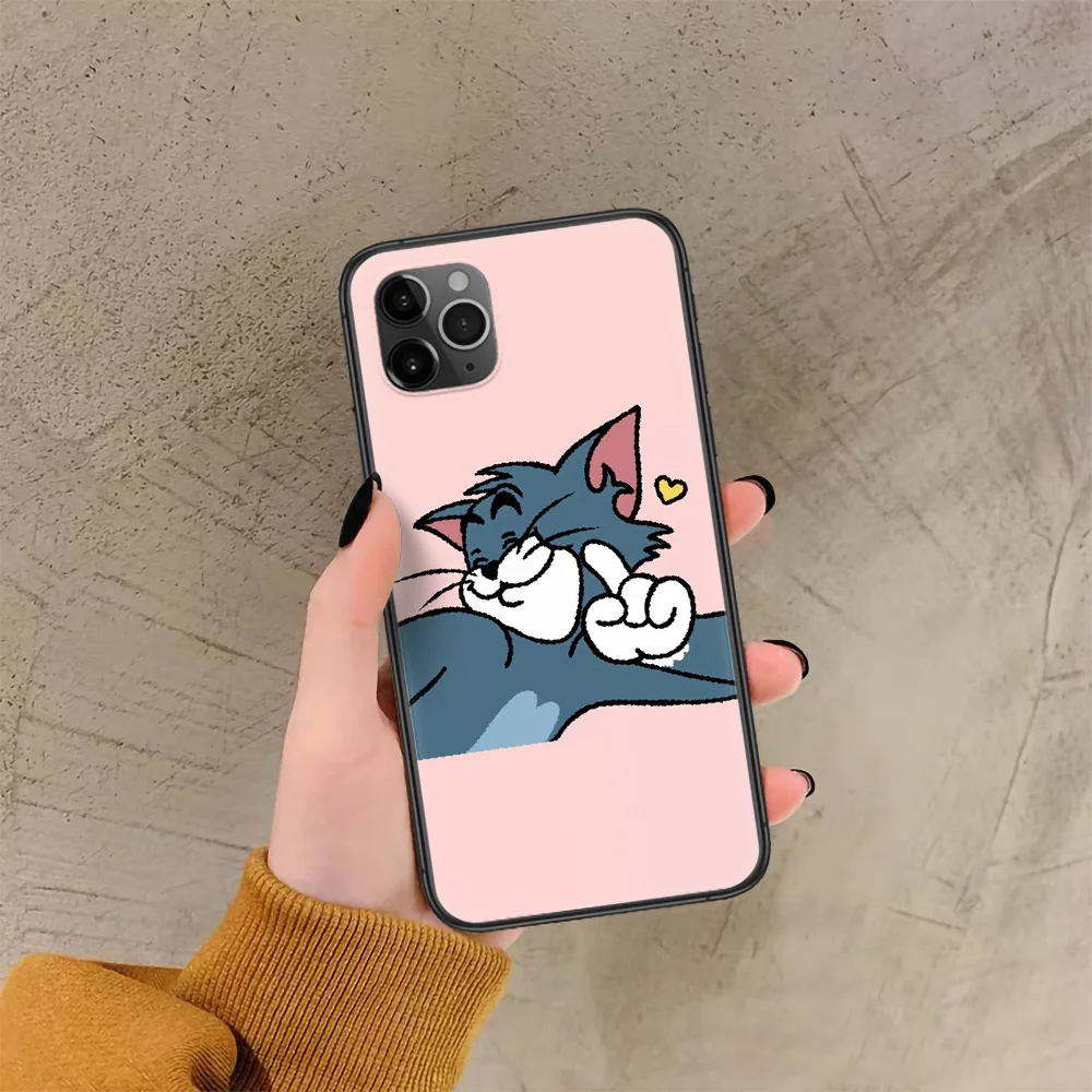 

Tom Jerry Cat And Mouse Phone Case For Iphone 4 4s 5 5S SE 5C 6 6S 7 8 Plus X XS XR 11 12 Mini Pro Max 2020 black Hoesjes Soft