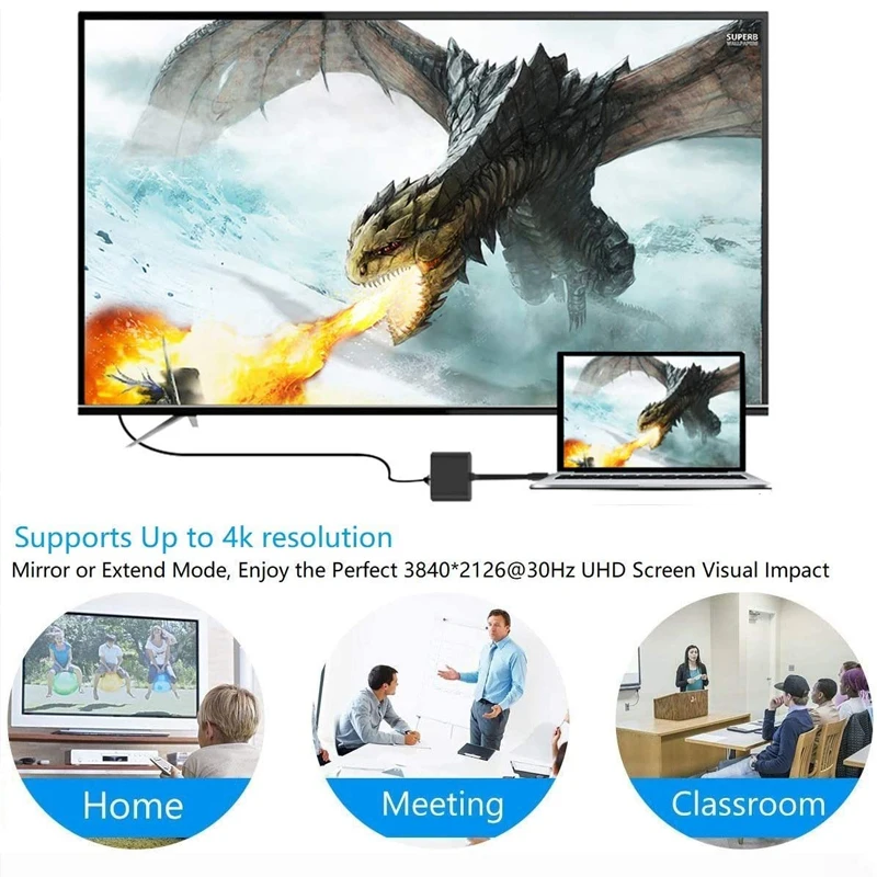 Тип C к HDMI-совместимый 3 порта разветвитель кабель конвертер 1080P Цифровой AV