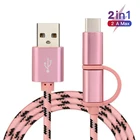 Новый 1 м 2 в 1 USB Type C кабель для Samsung Galaxy Note 9 S9 2A Micro USB кабель 2 в 1 быстрая зарядка USB C кабель для Redmi Note 7