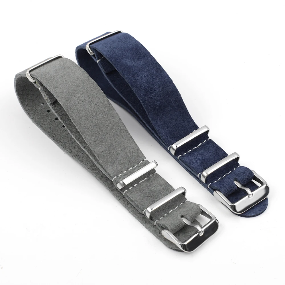 Onthelevel Soft Suede Watchband Nato Strap 20mm 22mm 24mm Genuine Leather Watch Belt Gray Blue Wrist Band Watch Accessoeies #C