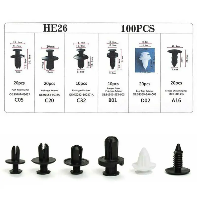 

100pc Auto Car Fender Liner Fastener Bumper Interior Trim Retainer Push Vehicle Bumper Door Panel Fender Liner Clips Retainer