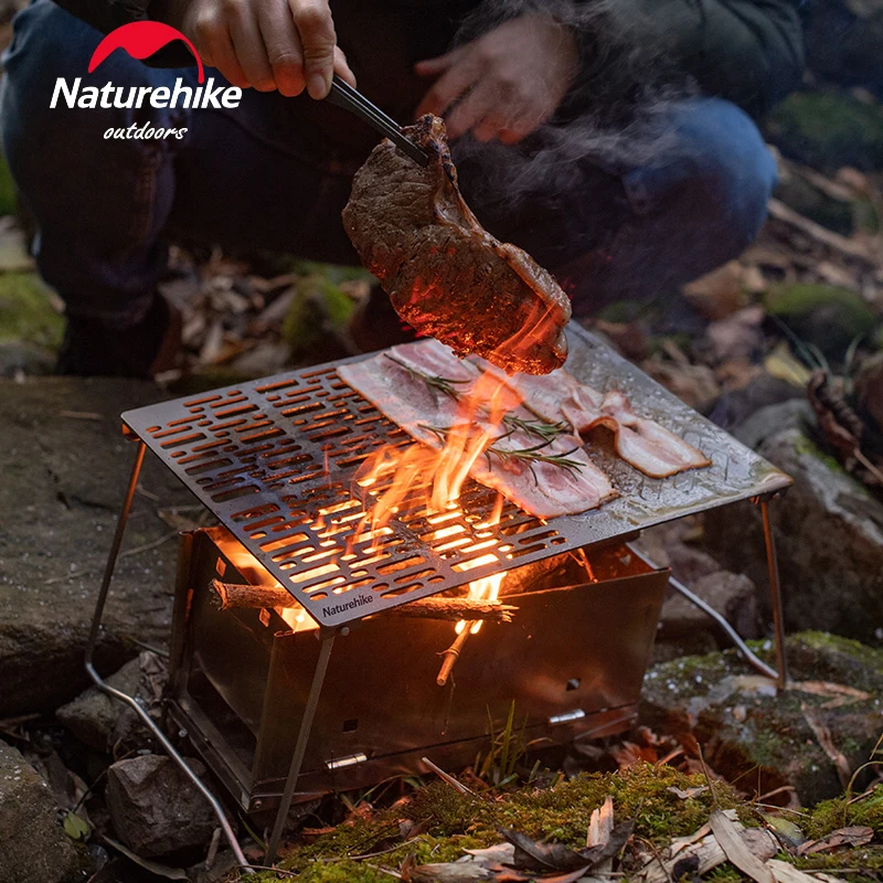 

Naturehike Baking Tray Camping Titanium Grill Folding Barbecue Plate Ultralight Firewood BBQ Bakeware BBQ Mini Camping Table
