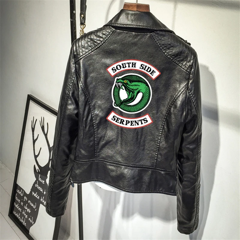 2023 New Women Riverdale Serpents Faux Leather Jackets Crop Top Southside Snake PU Leather Streetwear Fall Zipper Coat S-XL