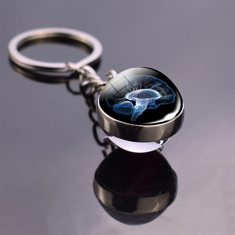 Брелок для ключей с головой человека подвеска в виде черепа анатомии науки мозга