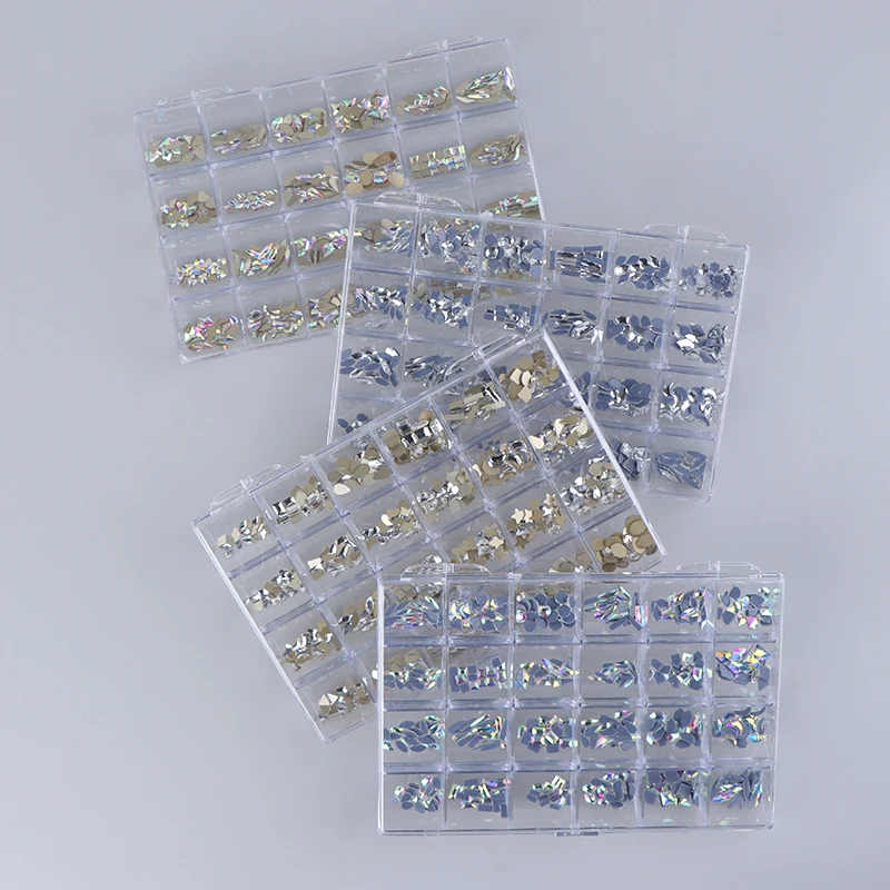 

480pcs Crystal Nail Art Rhinestones FlatBack Glitter Diamond 3D Tips Decoration Glass Stones