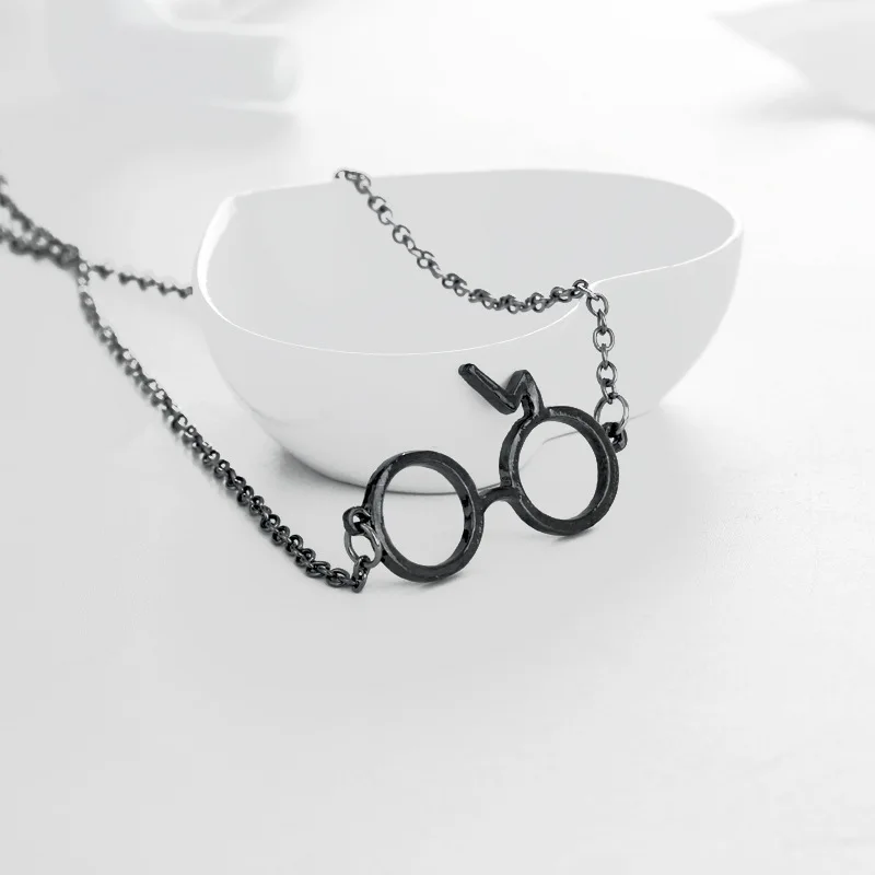 Ожерелье с подвеской очки кастрюли гекс Молния Шрам Длинная цепочка в