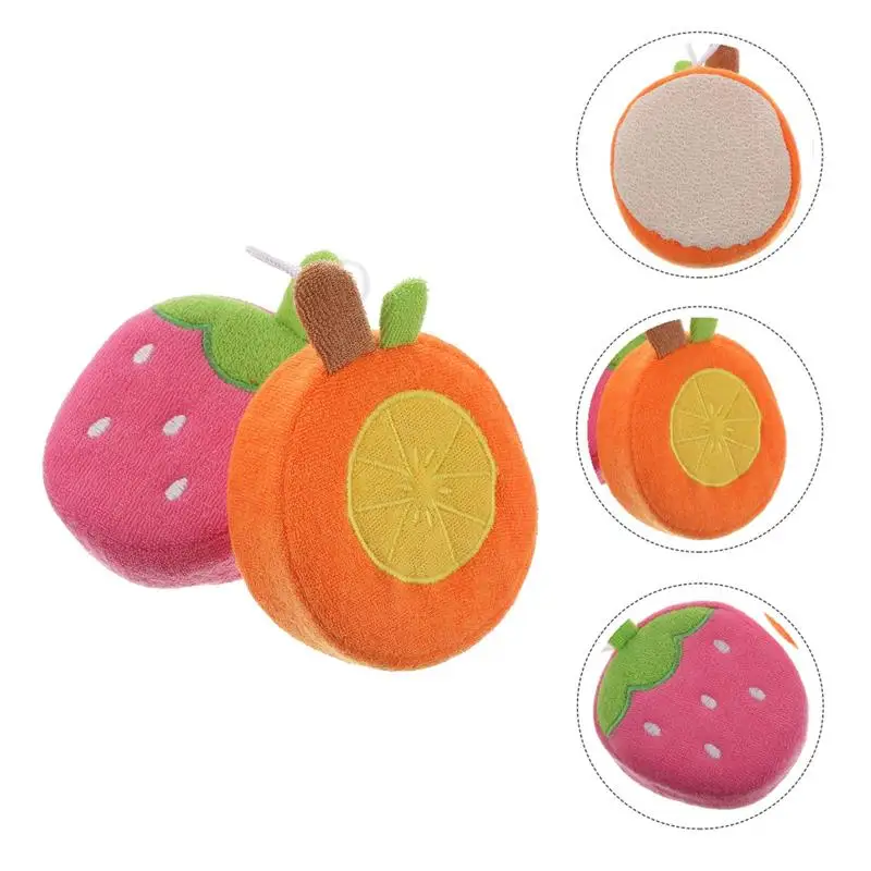 

2Pcs Sponge Fruit-shaped Cartoon Baby Lovely Bathing Balls Scrubbers Shower Brushes