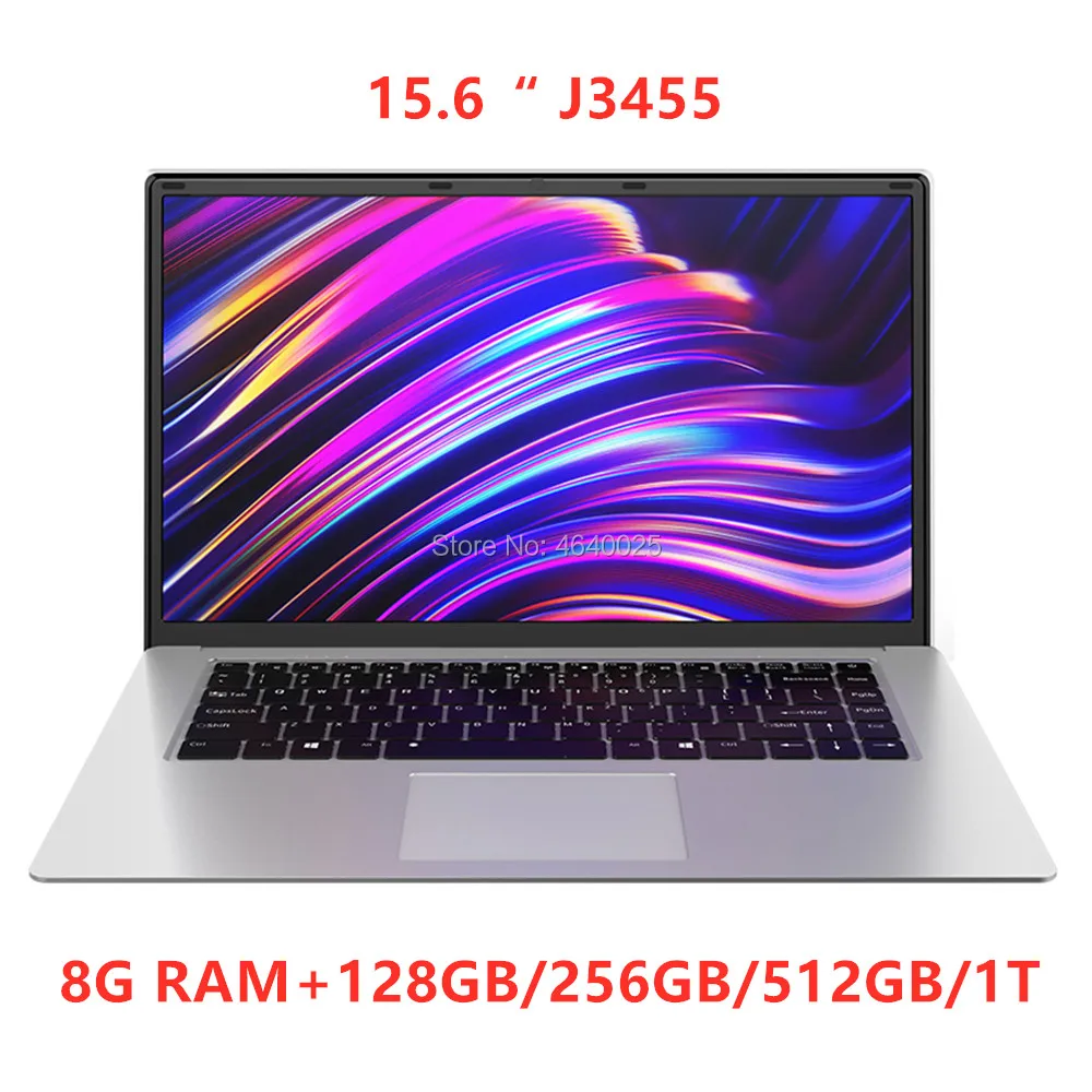 15.6 inch Student Laptop 1920x1080 Notebook 8GB RAM 128GB 256G 512G 1T ROM Laptops Windows 10 Intel Celeron J3455 Wifi Computer