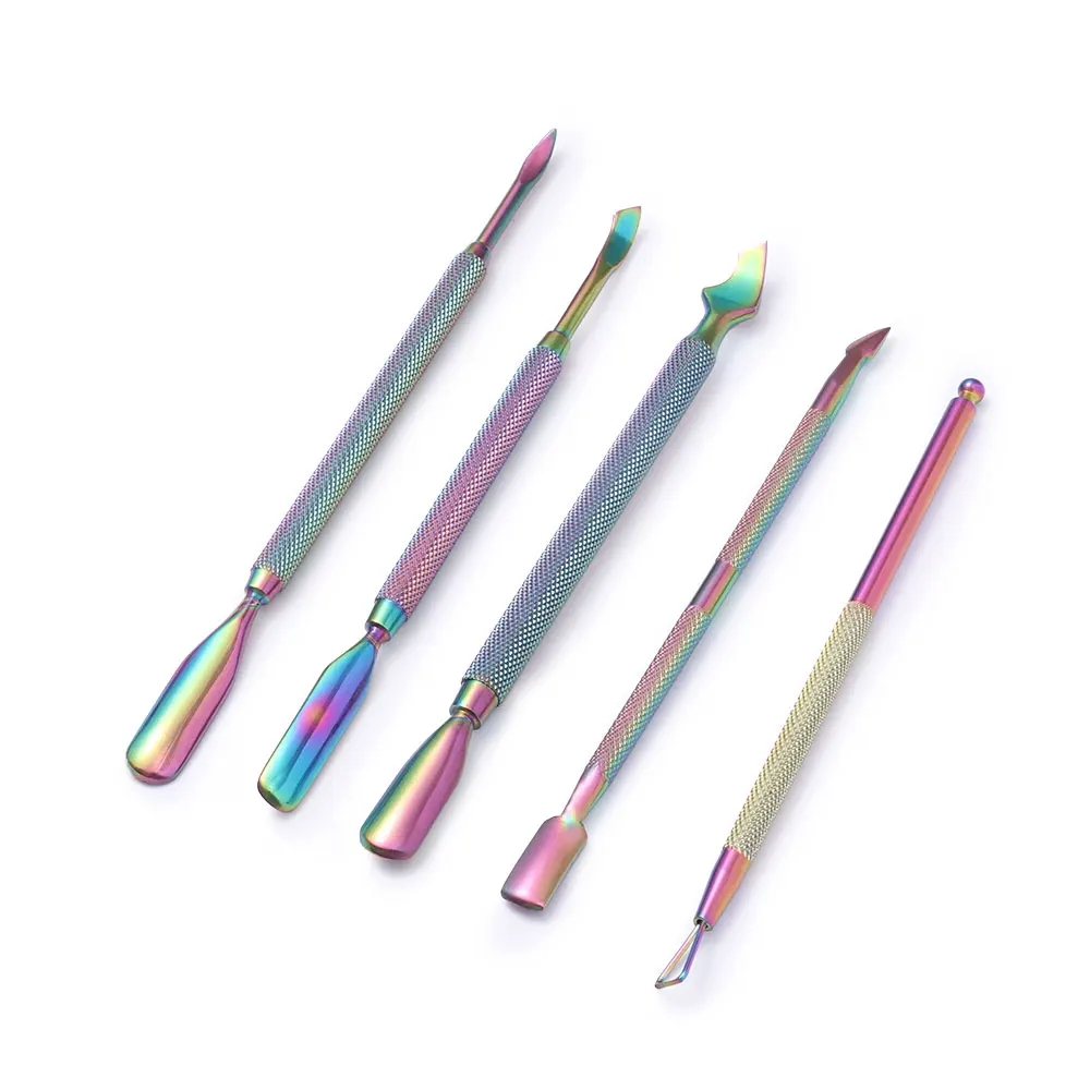 

1pc Dual-ended Cuticle Pusher Remover Rainbow/multi Manicure Nail Art Tools