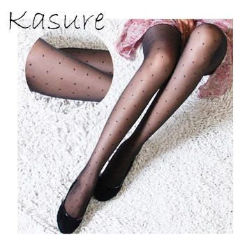 

KASURE New Fashion Women’s Sheer Black Micro Mesh Legging Transparent Dot Patterned Tights For Young Lady Summer Wear