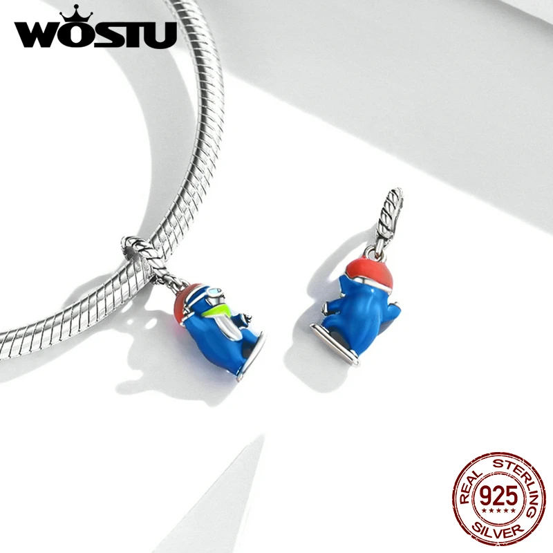 Шарм женский из серебра 925 пробы с Бусиной в виде пингвина | Украшения и