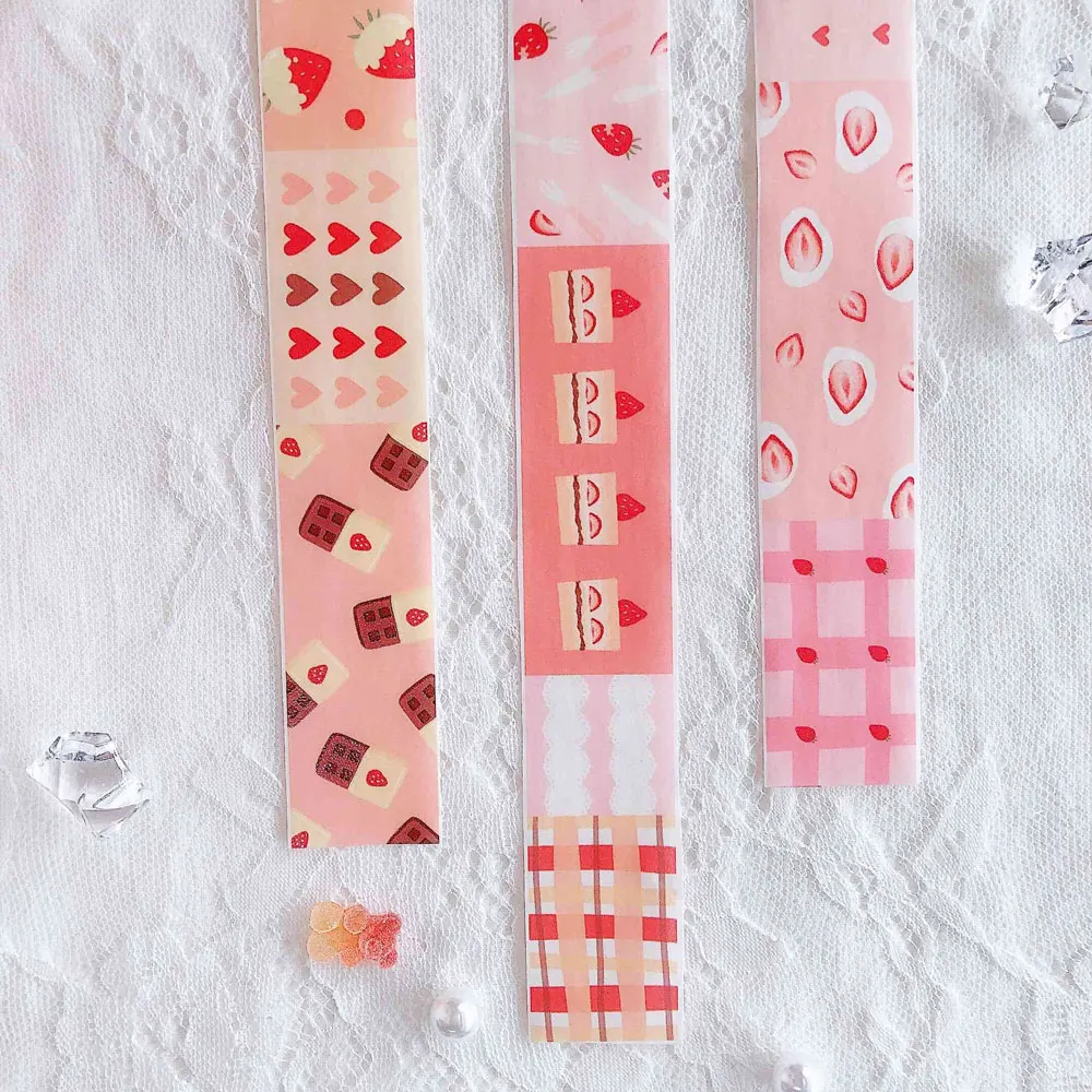 

Strawberry Milkshake Washi Tape Special Oil Journal Collage Decoration 2m
