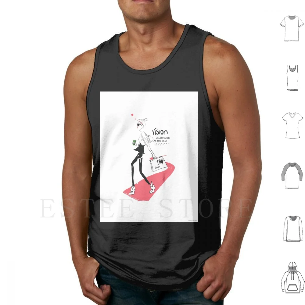 

Red Carpet Vision Tank Tops Vest Sleeveless Vision Fashion Photographer Vintage Ribbon Hair Cool Girls Womens Beautiful