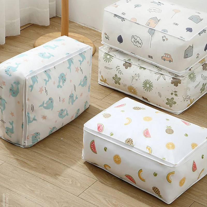

Printed Quilt Clothes Storage Bag Folding Duvet Blanket Sorting Bags Dust-Proof Closet Under-Bed Storage Moistureproof Organizer