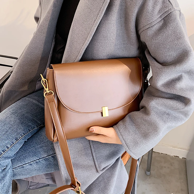 

Simple PU Leather Crossbody Bags for Women 2021 Solid Color Branded Trend Hand Bag Lady Luxury Good Quality Handbags