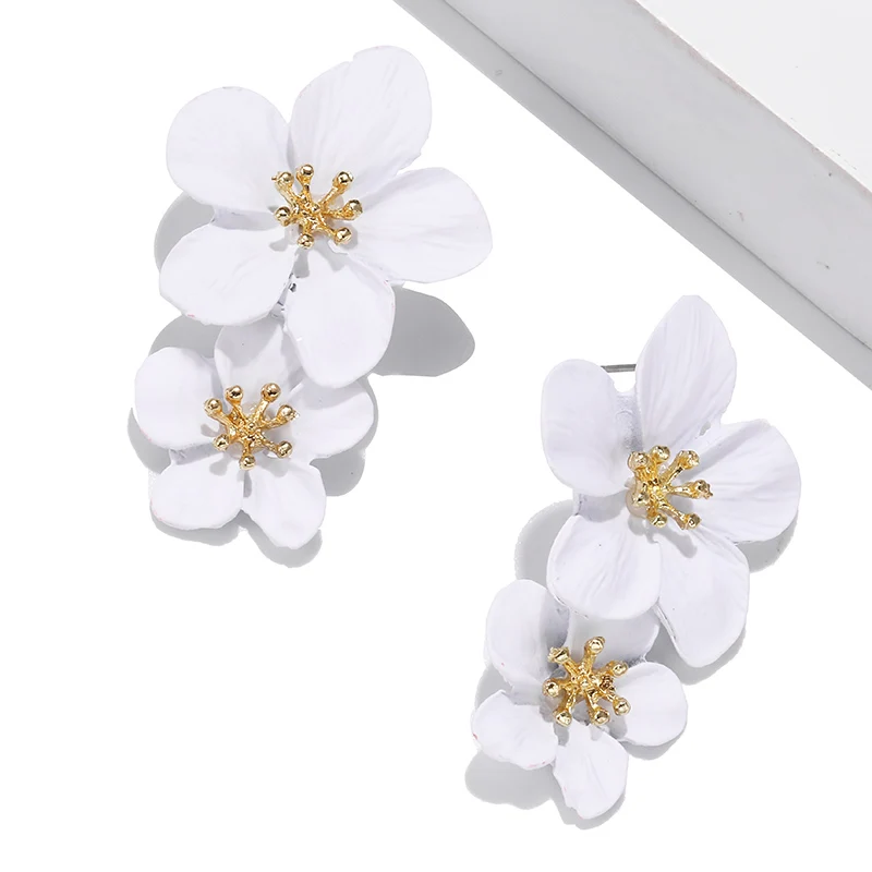 2915 Большие цветочные серьги, модные женские серьги, трендовые массивные серьги, корейские серьги-шпильки, винтажные вечерние ювелирные изделия - Окраска металла: 2915