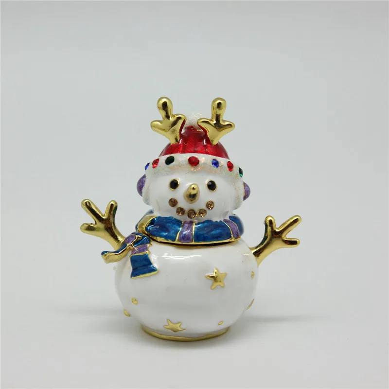 

Эмалированная Рождественская коробка для хранения украшений с изображением снеговика, домашние аксессуары, рождественский подарок