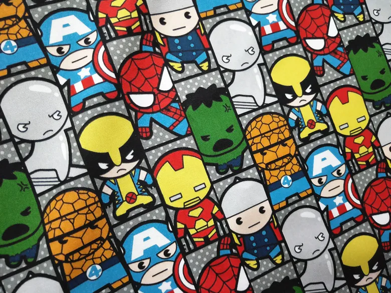 140 см ширина Marvel Супер Герой Мстители Собрать синий хлопок ткань для маленьких мальчиков одежда домашний текстиль наволочки DIY-BK643