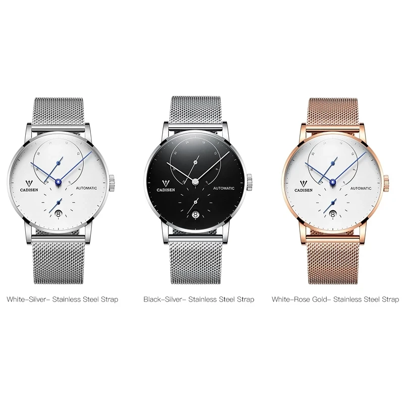 

CADISEN Luxury Men's Watch Top Brand Automatic Mechanical Watch Men's Business Automatic Date Stainless Steel Waterproof Watches