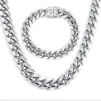 6mm 18mm hip hop curb cuban link chain stainless steel necklace for men and women bracelet fashion jewelry