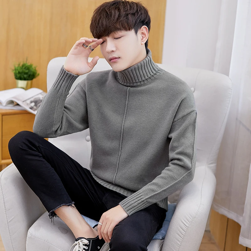 

Winter sweater Men high collar long sleeve warm Knitted sweaters 1090