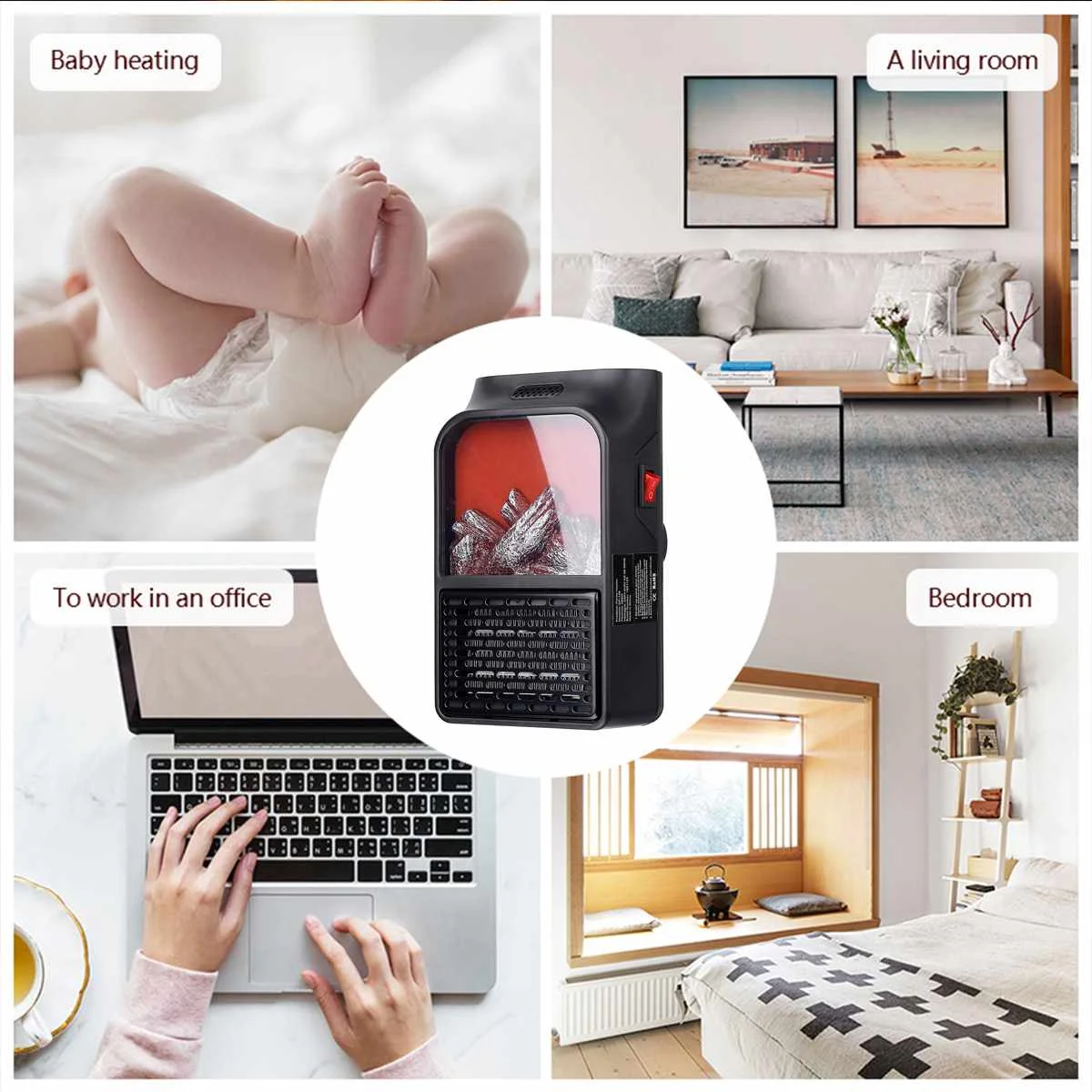 Электрический мини обогреватель 900 Вт настенный с вилкой Стандарта ЕС и США PTC